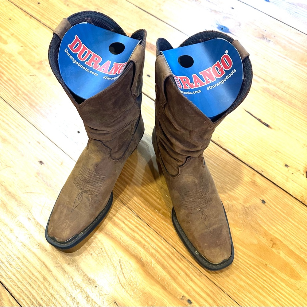 Ladies, real leather Durango, cowboy boots, slouch to midcalf, never worn NWOT